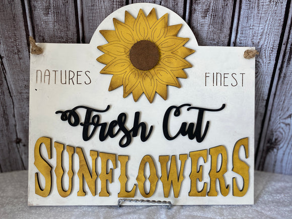 Fresh Cut Sunflowers Wooden Hanging Sign