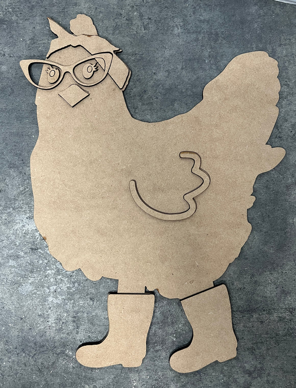 Chicken with boots blank cut out 